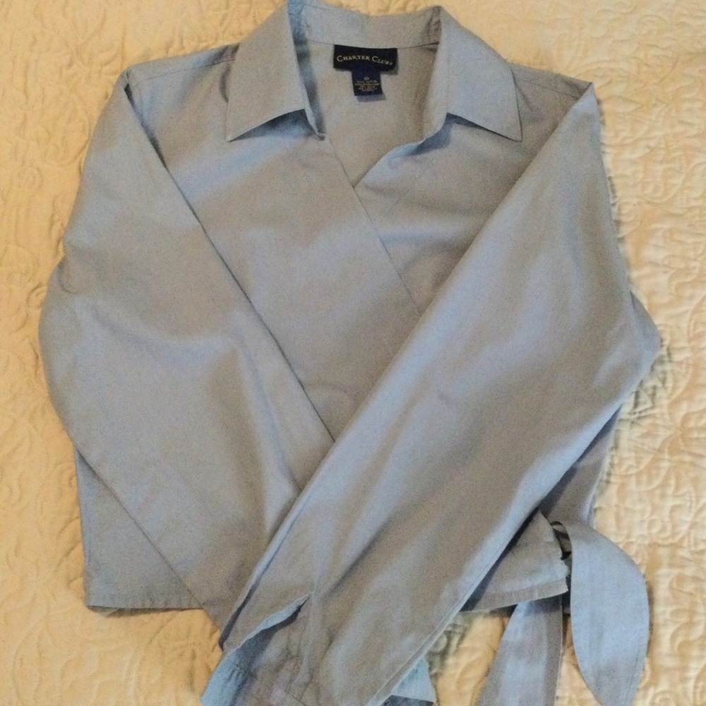 Charter Club Light Blue Wrap Blouse